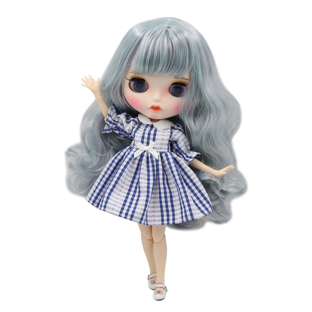Кукла Blyth ICY DBS с белыми кожаными суставами серые смешанные озерными голубыми