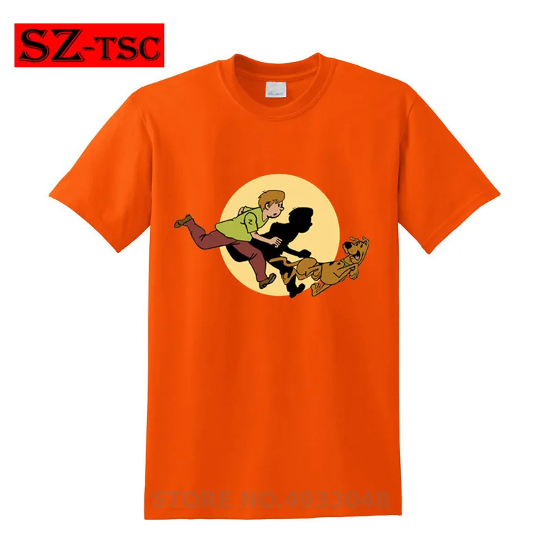 Мужская футболка The Adventure of Scooby Tintin and Doo свободная с коротким рукавом новые