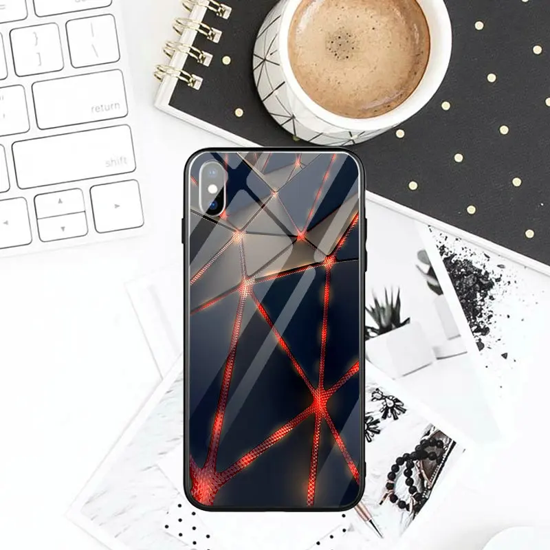 Fashion 3D Relief Painted Coque Tempered Glass Hard Mobile Phone Cases Clear Cover for iPhone 7 8 6 6s Plus X XR XS Max Bags |
