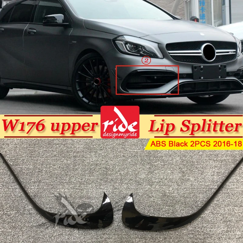 Для Mercedes W176 A класс Спорт A45 Стиль переднего бампера губы разделитель обшивки Canard Fin 2-шт ABS глянец Черный A180 A200 A250 A45 16
