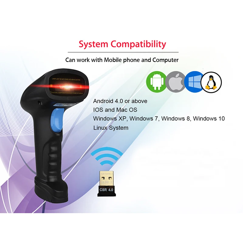 Blueskysea YK BWM3 2D Bluetooth USB беспроводной ручной лазерный сканер штрих кода считыватель