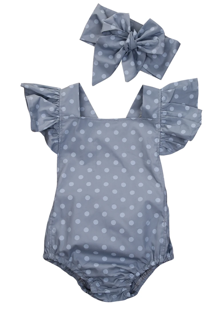

NEW Fashion Summer Bodysuits Toddler Baby Girls Dot Bodysuits Clothes Sunsuit Jumpsuit Outfits Set 0-18M