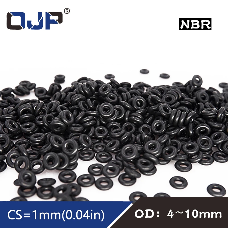 50PCS/lot Rubber Ring NBR Sealing O-Ring 1mm Thickness OD4/4.5/5/5.5/6/6.5/7/7.5/8/8.5/9/9.5/10mm O Ring Seal Nitrile Gasket