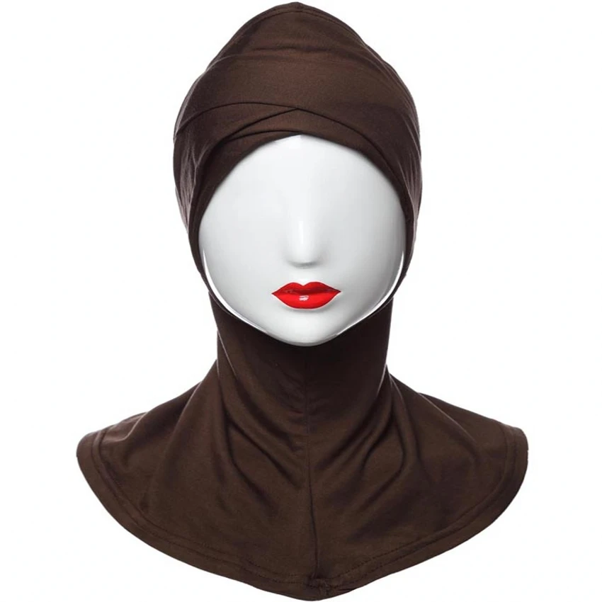 Девушка Полная Крышка Внутренняя Мусульманская Хиджаб Сплошной Цвет Простой 2