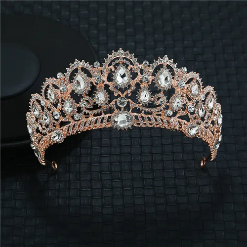 Rose gold 07 Модный роскошный с кристаллами свадебная корона Tiarasfor для женщин диадема принцесса тиары и короны выпускного вечера свадебная прическа невесты Аксессуары - Окраска металла: Rose gold 07