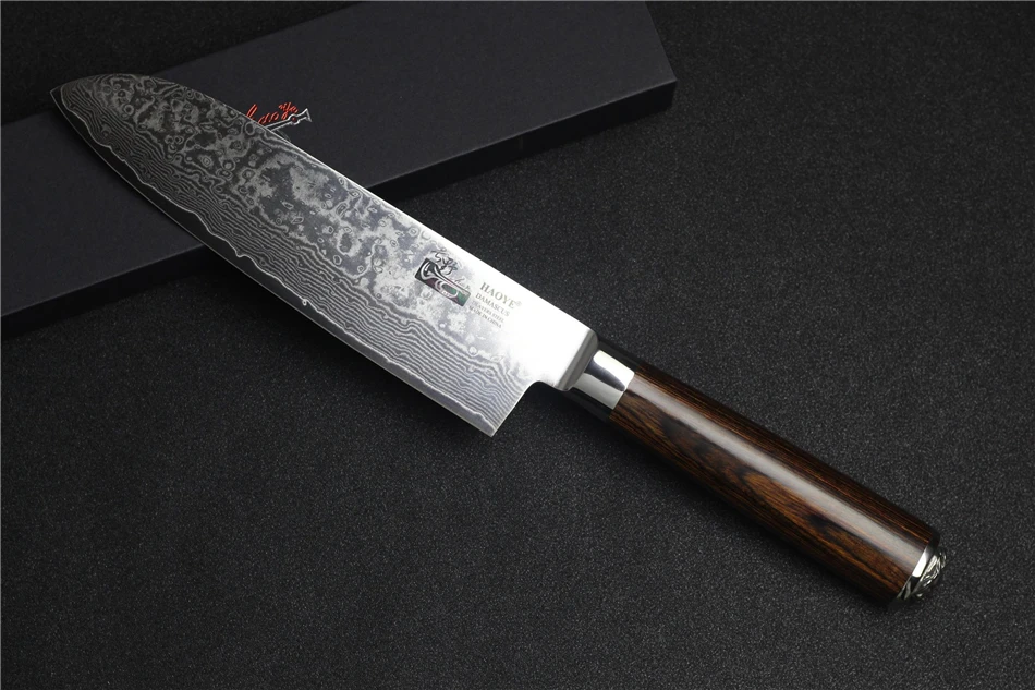 HAOYE 7 дюймов, дамасский нож santoku японский кухонный нож для приготовления пищи перетасовки мясорубки susi резак роскошный подарок на новоселье