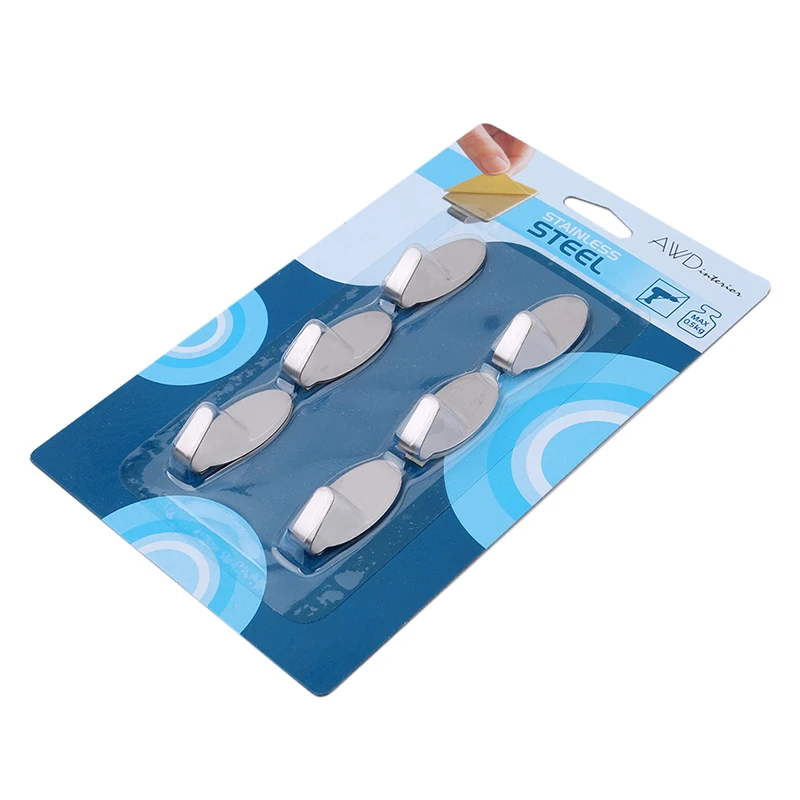 6 шт./компл. крючок для хранения из нержавеющей стали вешалка кухни настенная