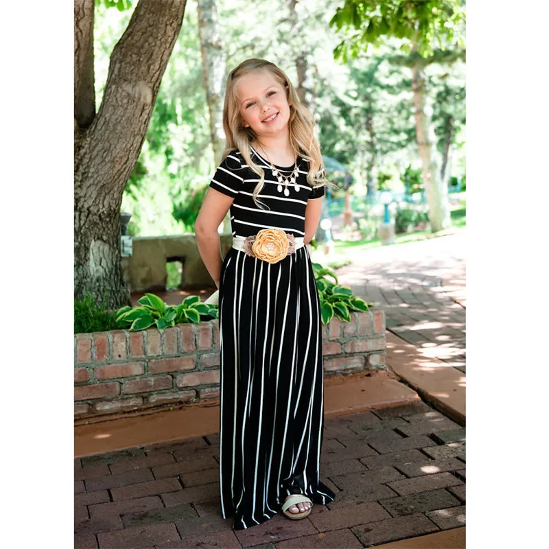 Летний наряд для мамы и дочки семейное платье в полоску семейная одежда детей