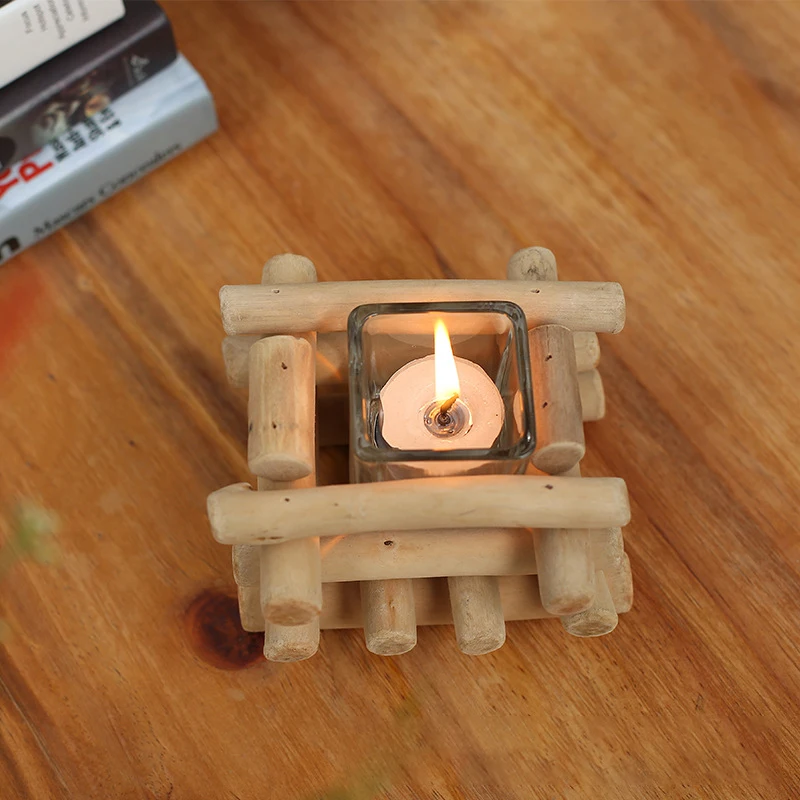 1 шт. натурального дерева ручной работы площади подсвечник Домашний Декор tealight