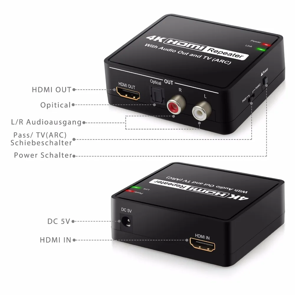 4K x 2K HDMI к HDMI и оптический TOSLINK SPDIF+ L/R стерео аудио экстрактор конвертер с функцией ARC HDMI аудио сплиттер