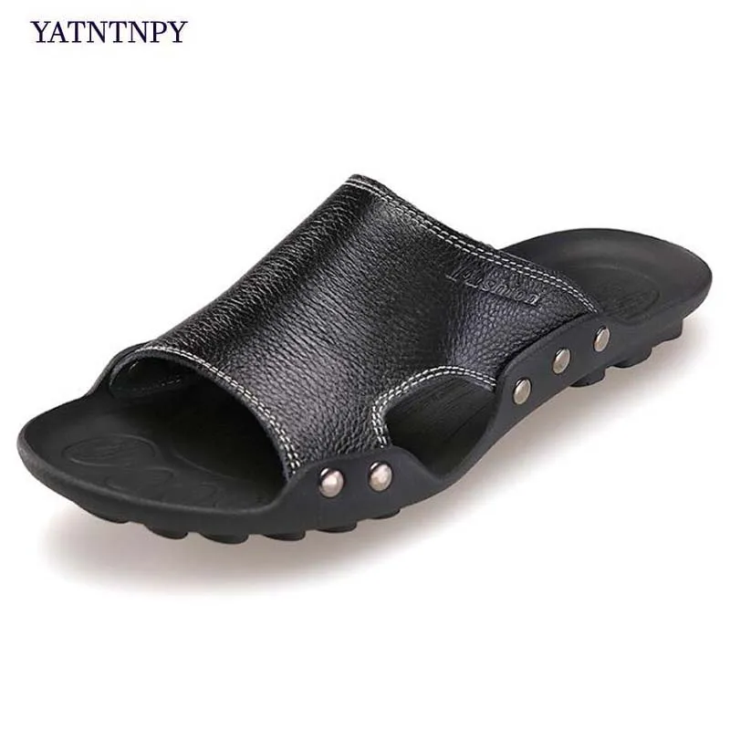 YATNTNPY/брендовая мужская пляжная обувь сандалии из натуральной кожи Летние