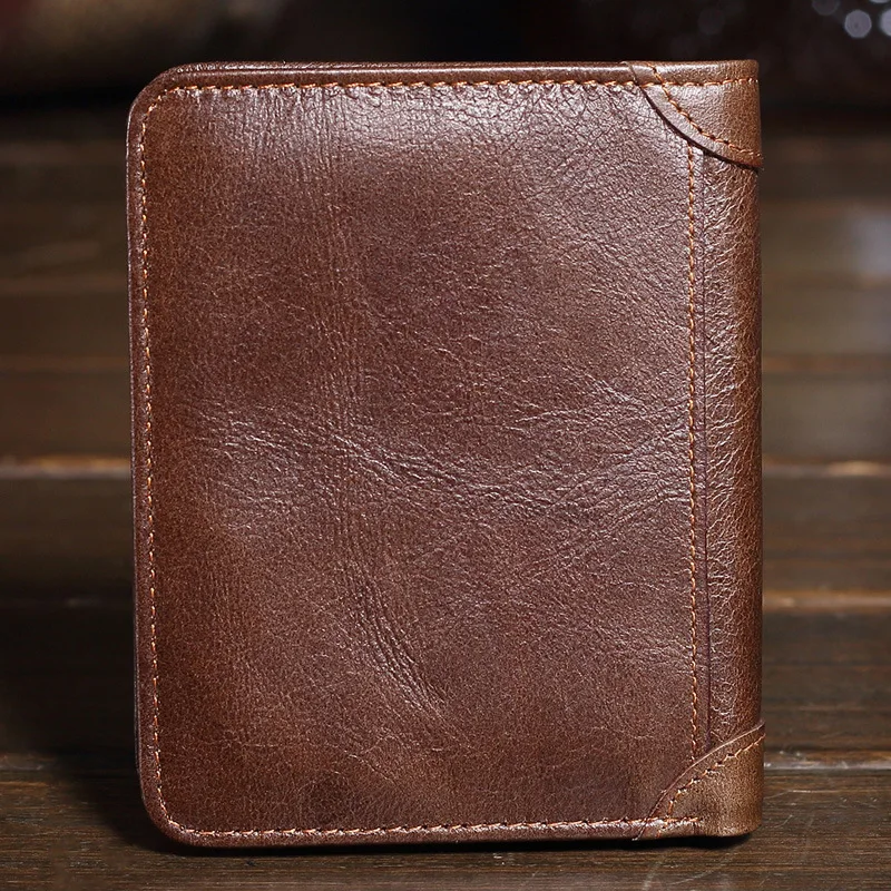 Мужской короткий кошелек из натуральной кожи винтажные кошельки высокого