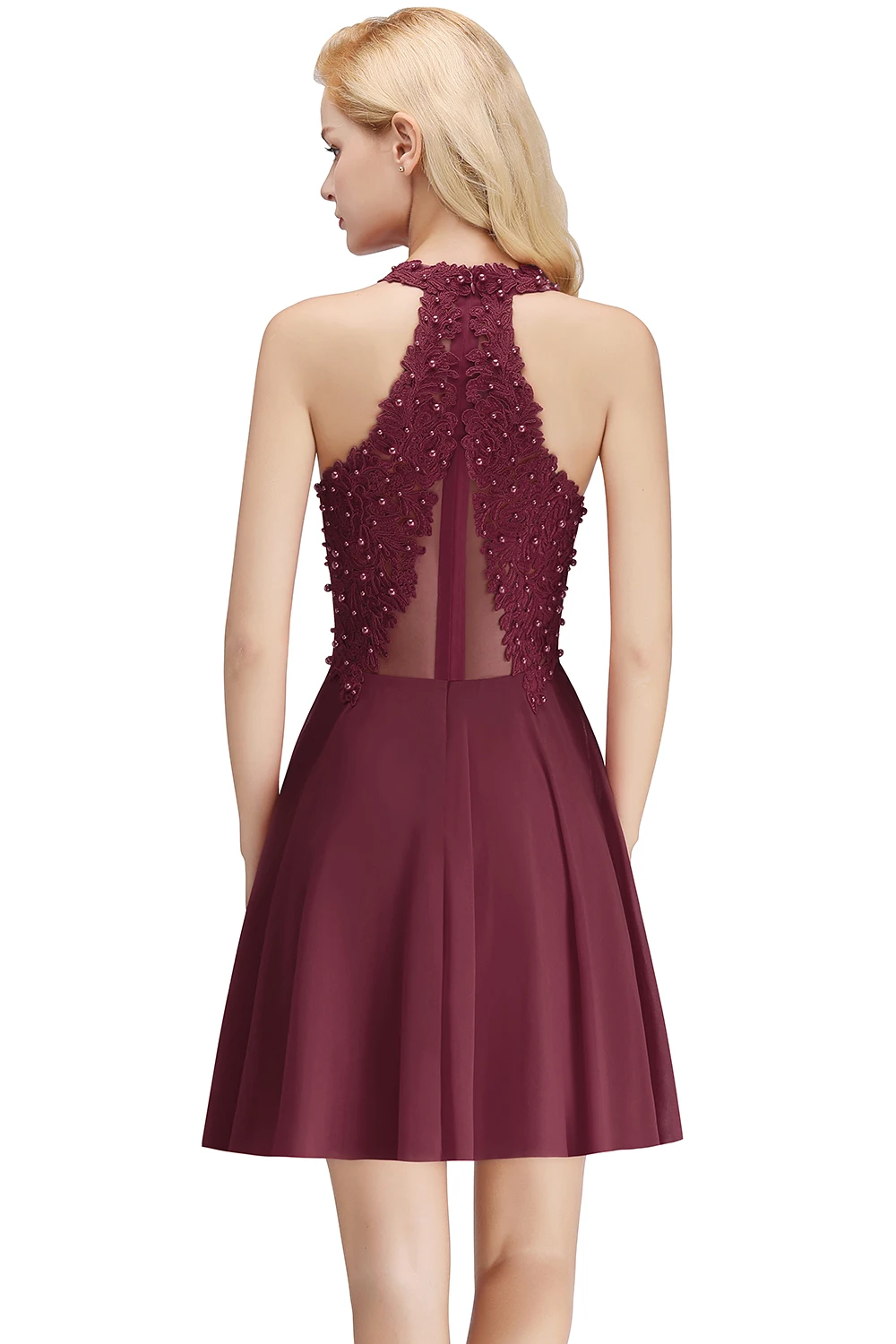 Robe de soiree 2019 роскошное бордовое красное шифоновое короткое аппликация для