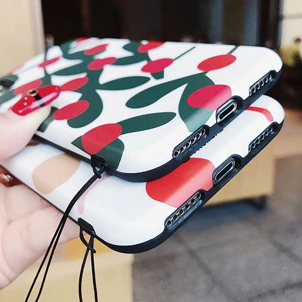 Мягкий чехол KISSCASE для iPhone 7 XS XR XSAMX X 10 8 в горошек с вишневым узором телефона 6 6S Plus |