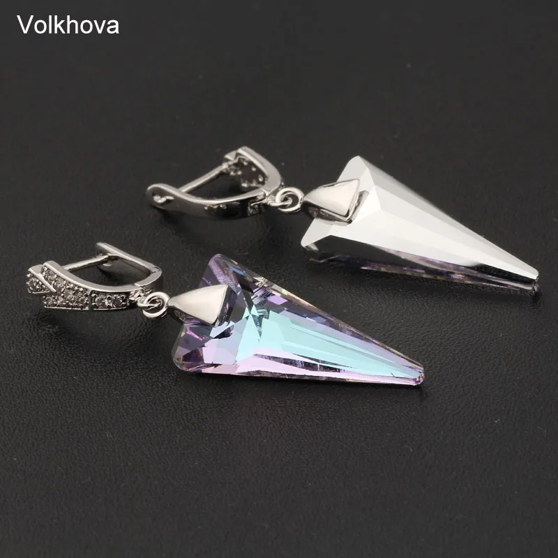 Женские серьги подвески из треугольного хрусталя роскошные длинные
