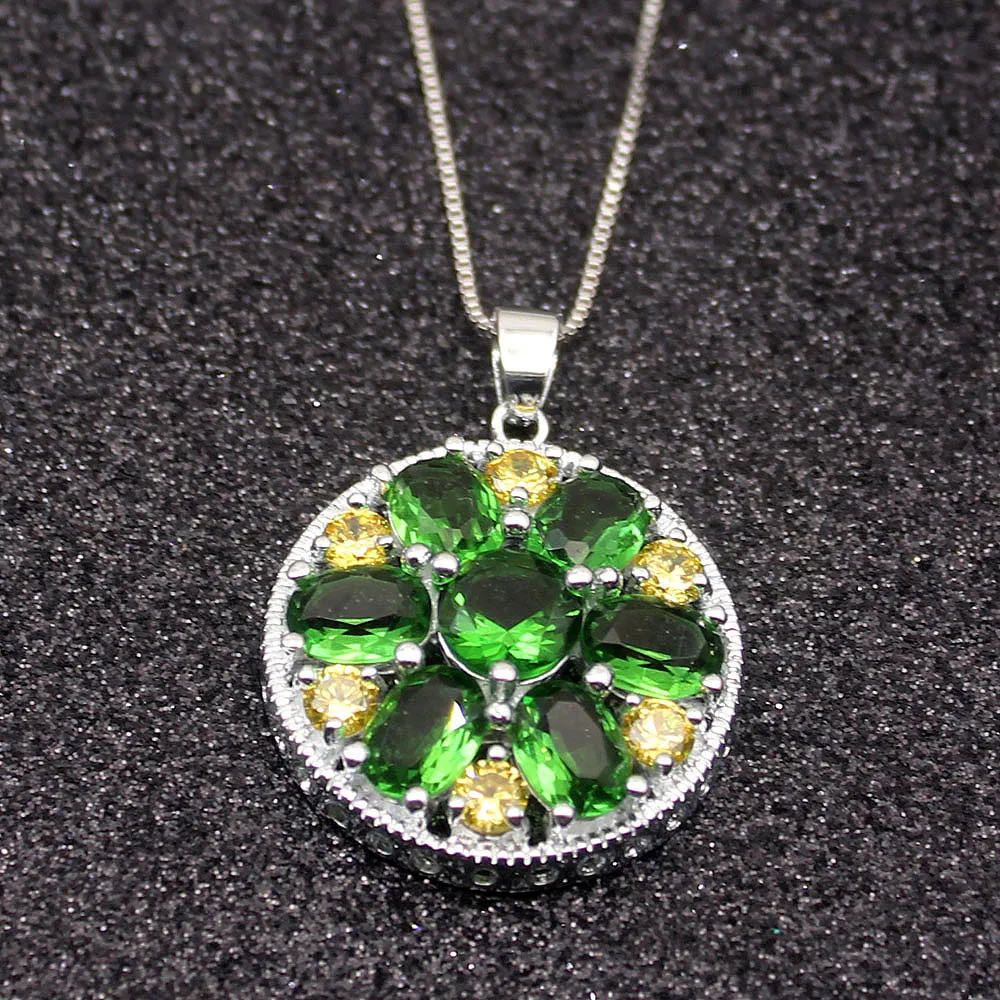 Светящаяся желтая цитрина GreenTopaz 925 стерлингового серебра Подвески серебряного