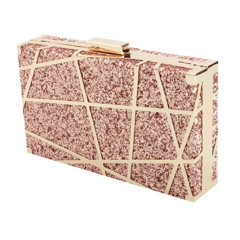 Pink champagne Европейские и американские модные вечерние сумки геометрические блестящие акриловые сумки золотого цвета цепи через плечо сумки женские - Цвет: Pink champagne