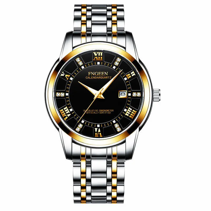 Модные золотые мужские часы элегантные наручные полностью из нержавеющей стали