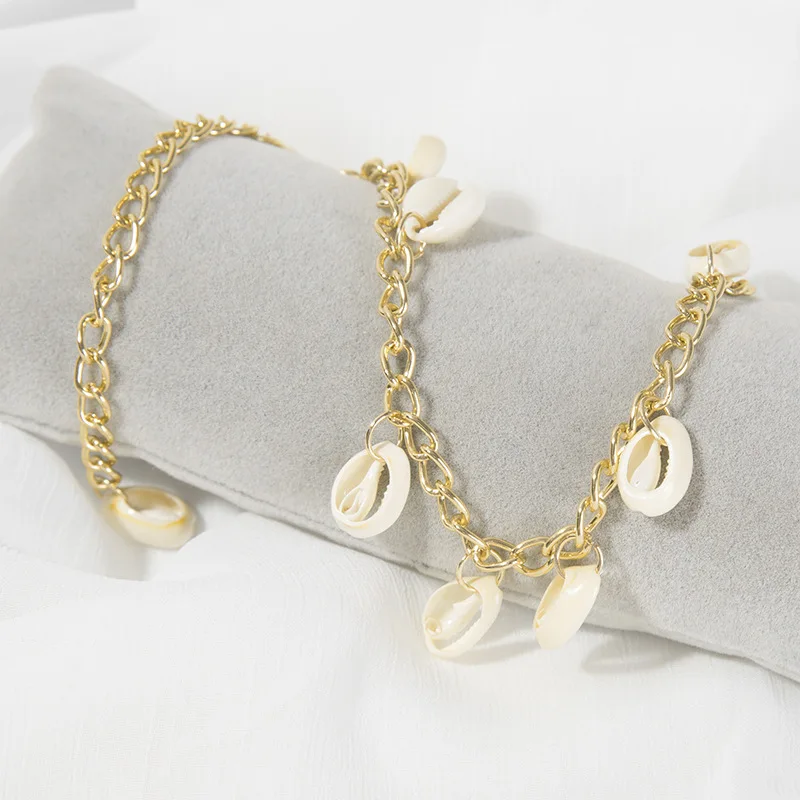 Модный браслет на ногу из ракушек для свежего пляжа металлическая цепочка