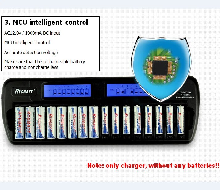 RYDBATT OEM 16 Bay автоматическое обнаружение AA/AAA NIMH/NICD lcd Встроенная IC защита