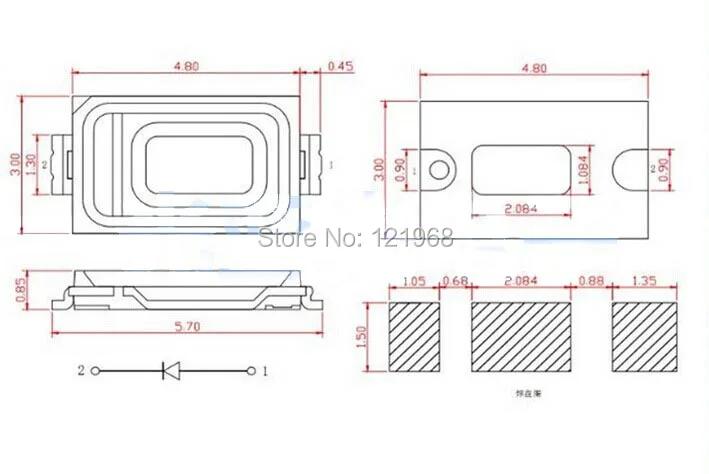 100 шт. бесплатная доставка 16-18LM желтый 5630/5730 smd led 0 5 Вт светильник SMT | Лампы и