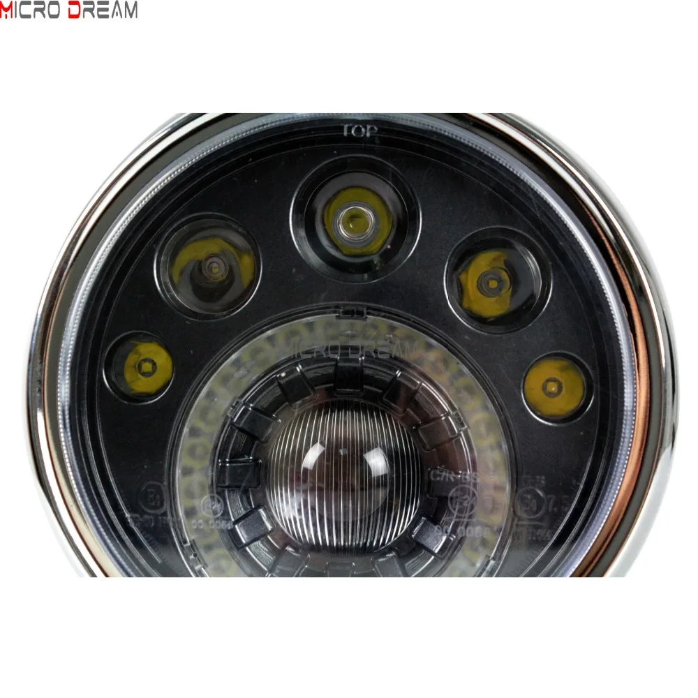 E mark Cafe Racer 7 ''светодиодный круглый фонарь Hi/Lo Beam 12v для Harley Dyna Softail FXWG FX Choppers Cruisers|