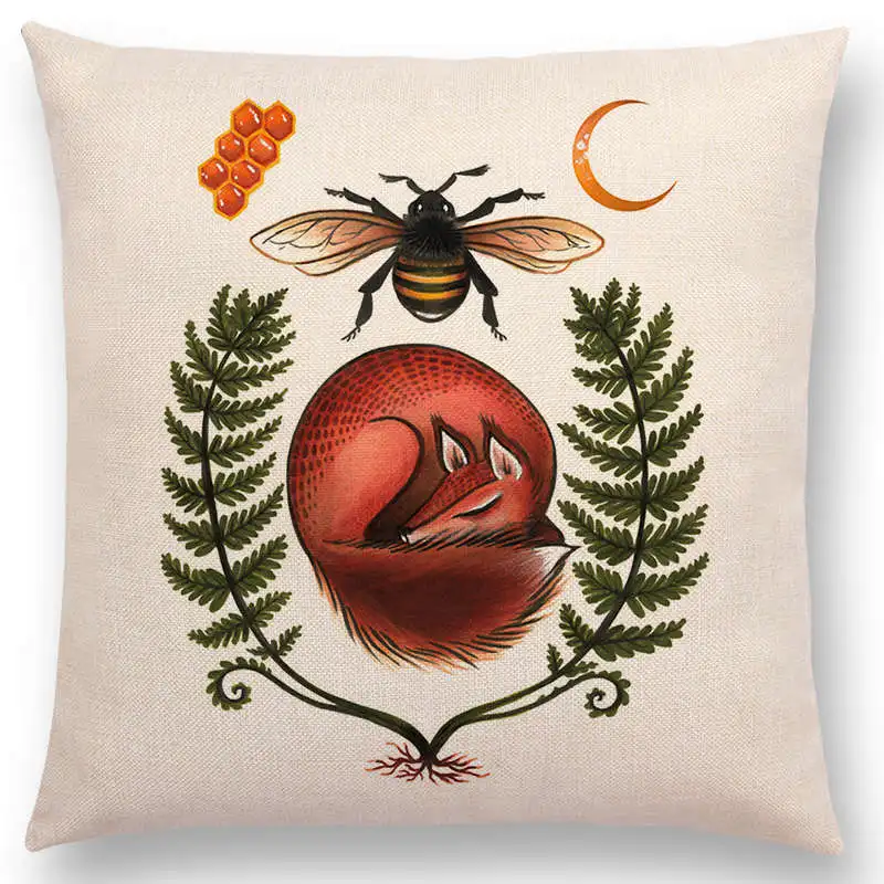 Ретро тайна акварельное искусство Тотем Животные Олень Медведь птица рыба лиса