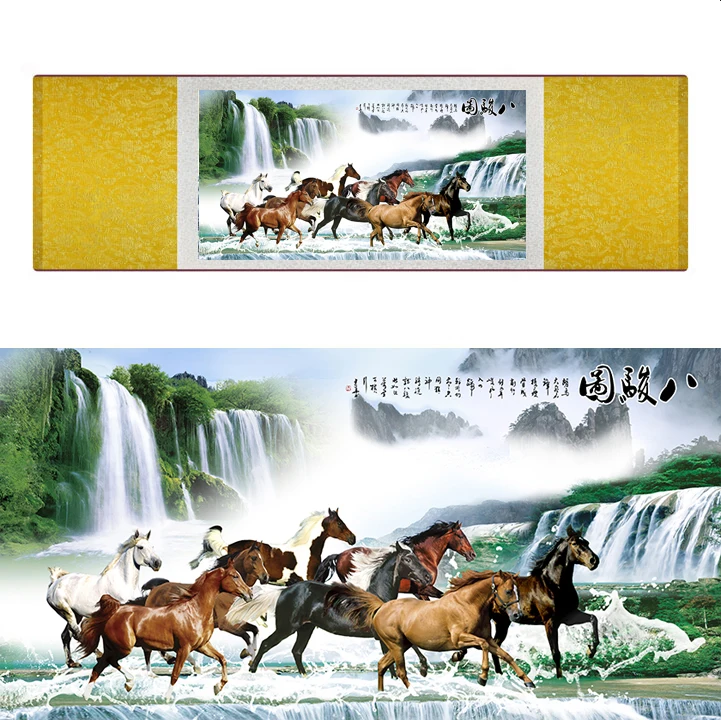Высшее качество китайская шелковая Живопись лошадь художественная живопись