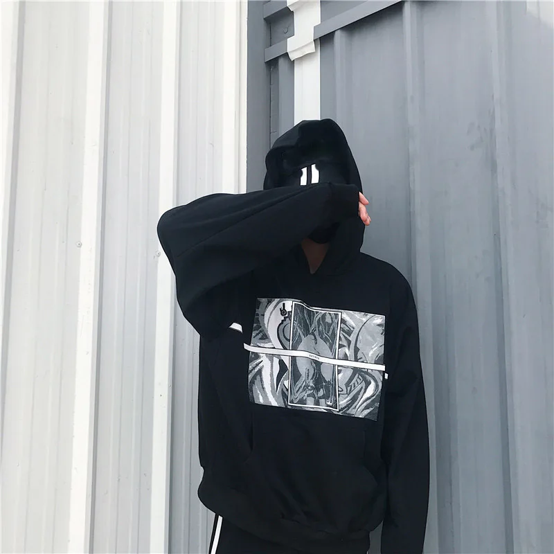 Черный NiceMix Harajuku женские толстовки с капюшоном Moletom свободные Oversize пуловер с капюшоном унисекс пара пальто для будущих мам осень г. Уличная - Цвет: Черный