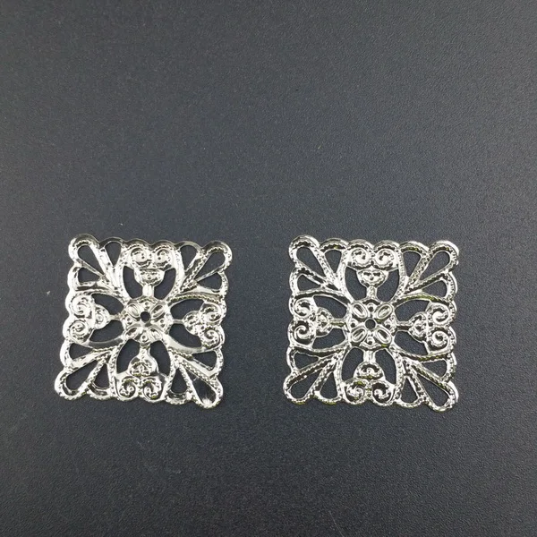 rhodium 23mm 20pcs Филигранные квадратные обертки Разъемы Фурнитура для украшений Обертывания Разъемы для изготовления ювелирных изделий DIY - Цвет: rhodium 23mm 20pcs