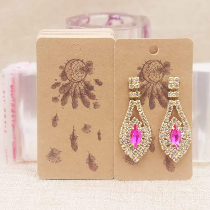 100card100bag as pic Мульти дизайн 5*9 см Упаковка для серег карты белый/крафт-марбель фон ювелирные изделия серьги карты спасибо серьги карты 100+ 100oppbag - Цвет: 100card100bag as pic