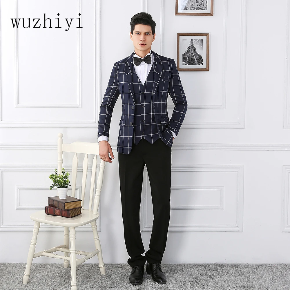 Мужской костюм wuzhiyi terno masculino блейзер ternos 3 предмета пиджак брюки жилет свадебные