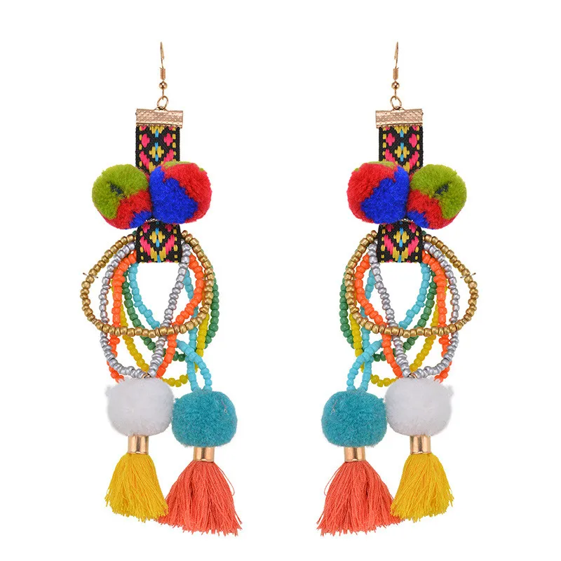 Богемные этнические модные женские туфли бижутерии Длинные висячие серьги