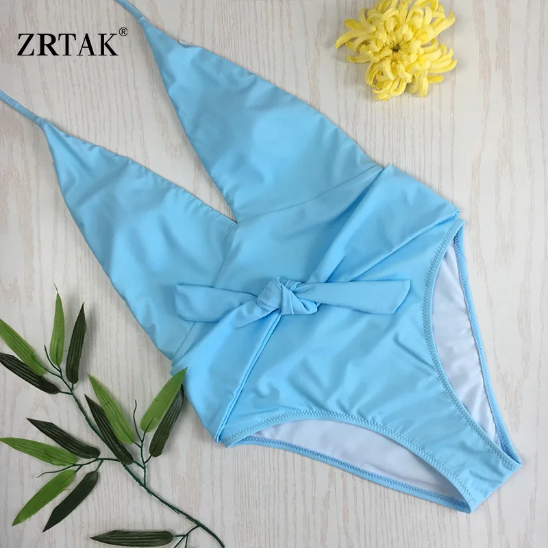 Zrtak сексуальный глубокий V купальник женский купальный костюм сплошной цельный