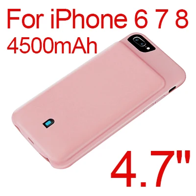 4.7inch pink Аккумулятор Чехол для iPhone 6s 6 7 8 4500 7000mAh power Bank Charing чехол для iPhone 7 8 6 6s Plus зарядное устройство задняя крышка Funda - Цвет: 4.7inch pink