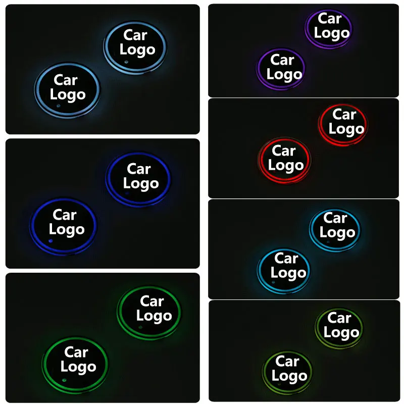 2X Led Car Logo Cup light For Jaguar xf f pace xe xj x-type Luminous Coaster Drinks Holders Accessories | Автомобили и мотоциклы