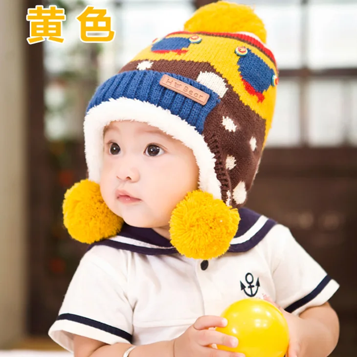 2019 Winter New Korea Knitted Plus Velvet Earmuffs to Keep Warm Baby Hat 0-5 Years Child Boy Girl | Детская одежда и обувь