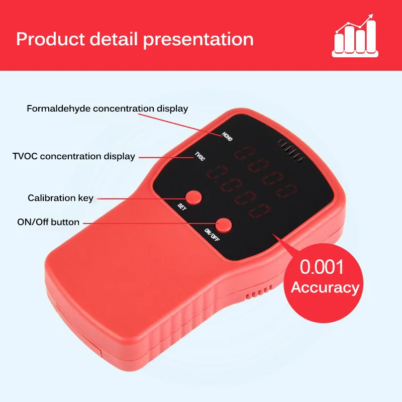 Детектор формальдегида детектор газа TVOC качества воздуха монитор LCD домашняя