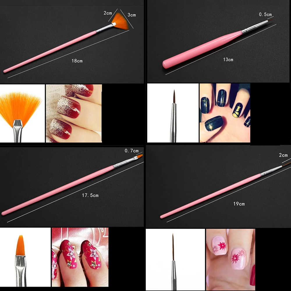 Набор кистей для дизайна ногтей профессиональные УФ кисточки рисования линий