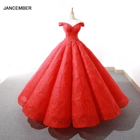 j66530 jancember red evening dress 2019 off shoulder lace up back ball gown floor length prom party dresses robe de soir%c3%a9e rouge