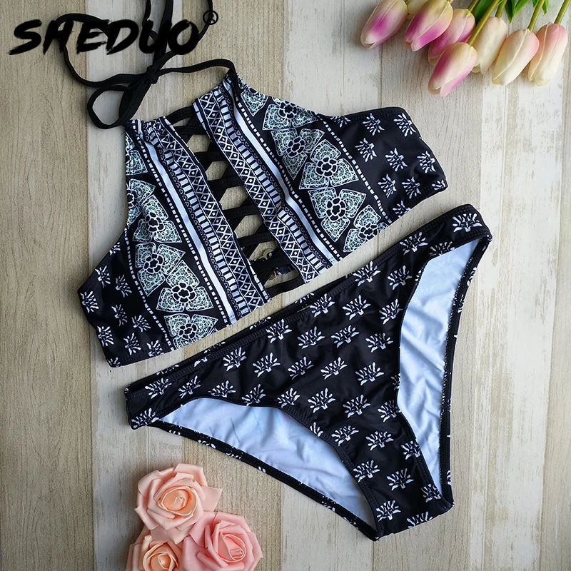 Новый купальник с лямкой на шее топ высокой горловиной XXX для молодых девушек