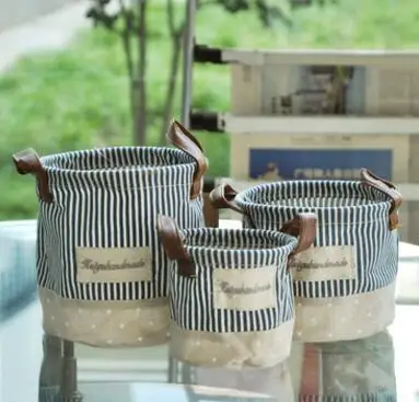 1 3 шт. Zakka складные корзины для хранения, сумки, корзина Contton, льняная ткань, в полоску, баррель для хранения, корзина для белья, украшение дома, Органайзер - Цвет: 1
