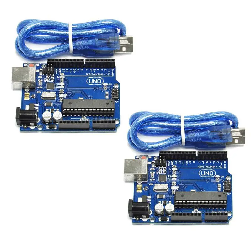 2 шт. UNO R3 ATmega328P ATMEGA16U2 макетная плата совместима с USB кабелем для