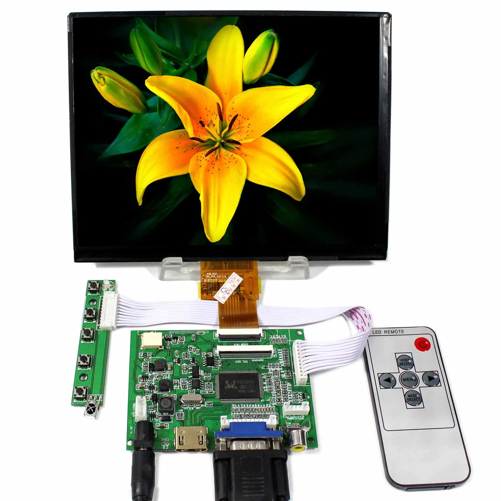 

8" HJ080IA-01E 8 inch 1024X768 IPS LCD Screen HD MI+VGA+2AV LCD Controller Board