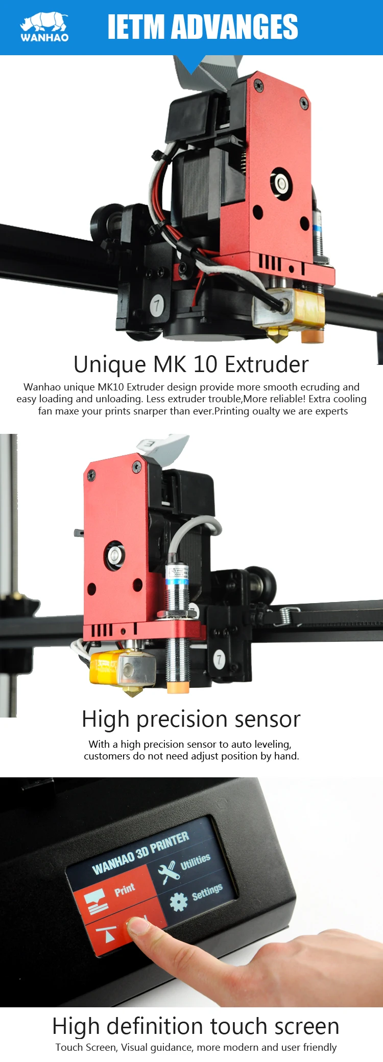 Самый большой Wanhao FDM 3d принтер Дубликатор D9 серии MK II с автоматическим выравниванием печать и новейшие BL touch