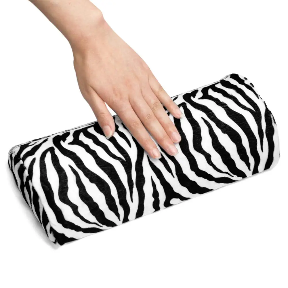 Мягкая подушка для рук в полоску с зеброй дизайн ногтей маникюрная половинная