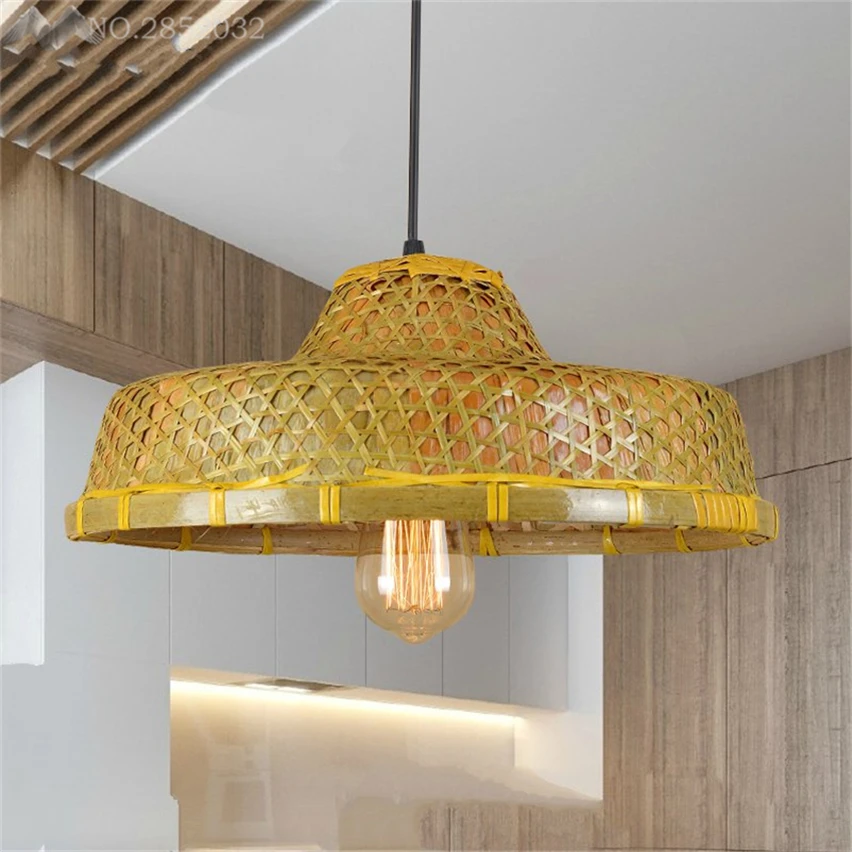 JW Юго-Восточная азиатская соломенная шляпа ручной работы Подвесная лампа для