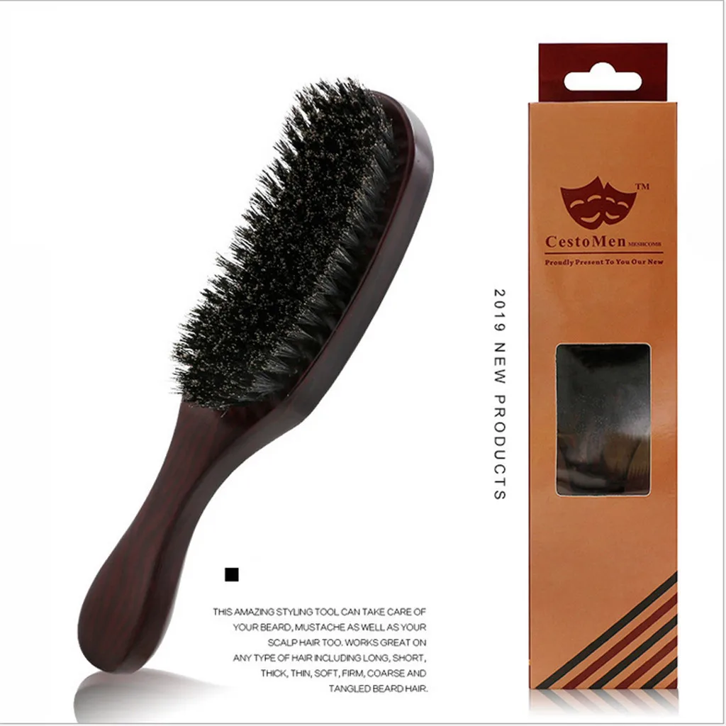 Brown Новая мода щетина волна щетка завиток волос расческа из цельного дерева Шунь волос гребень с ручкой медведь F5.28 - Цвет: Brown