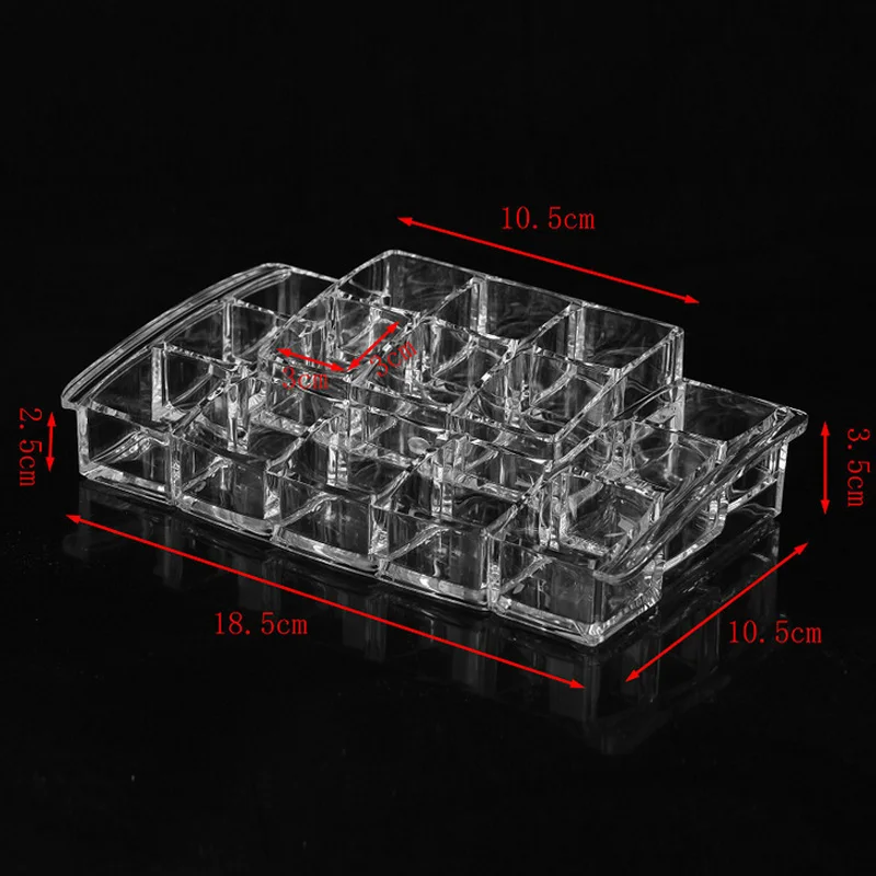

New Clear Transparent Plastic Acrylic Nail Polish Rack Lipstick Cosmetic Makeup Holder Storage Shelf 15 Grids 18.5*10.5*3.5cm