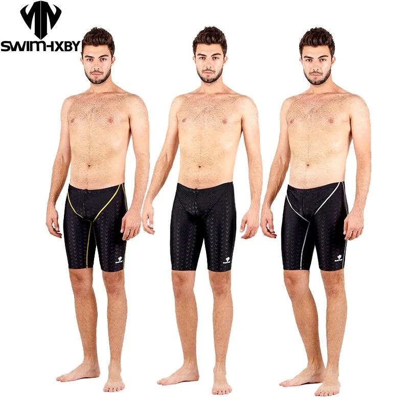 HXBY sharkskin Гидрошорты для плавания мужские шорты купания мальчиков однотонный